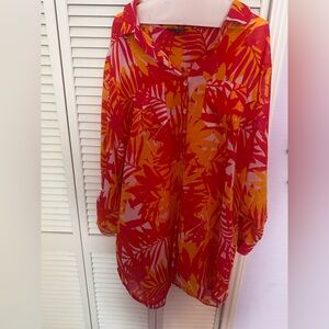 Tropical Red and Orange Women's Top